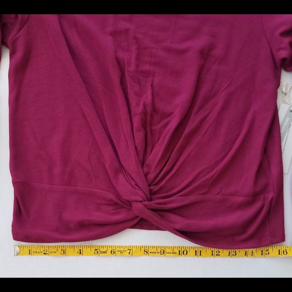 Ivoire Raspberry/plum Front Knot Top - Picture 3 of 6
